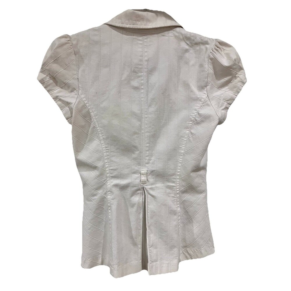 Candie’s Short Sleeve Fitted Blazer Small Cotton Lined Ivory Off-White - Picture 2 of 7